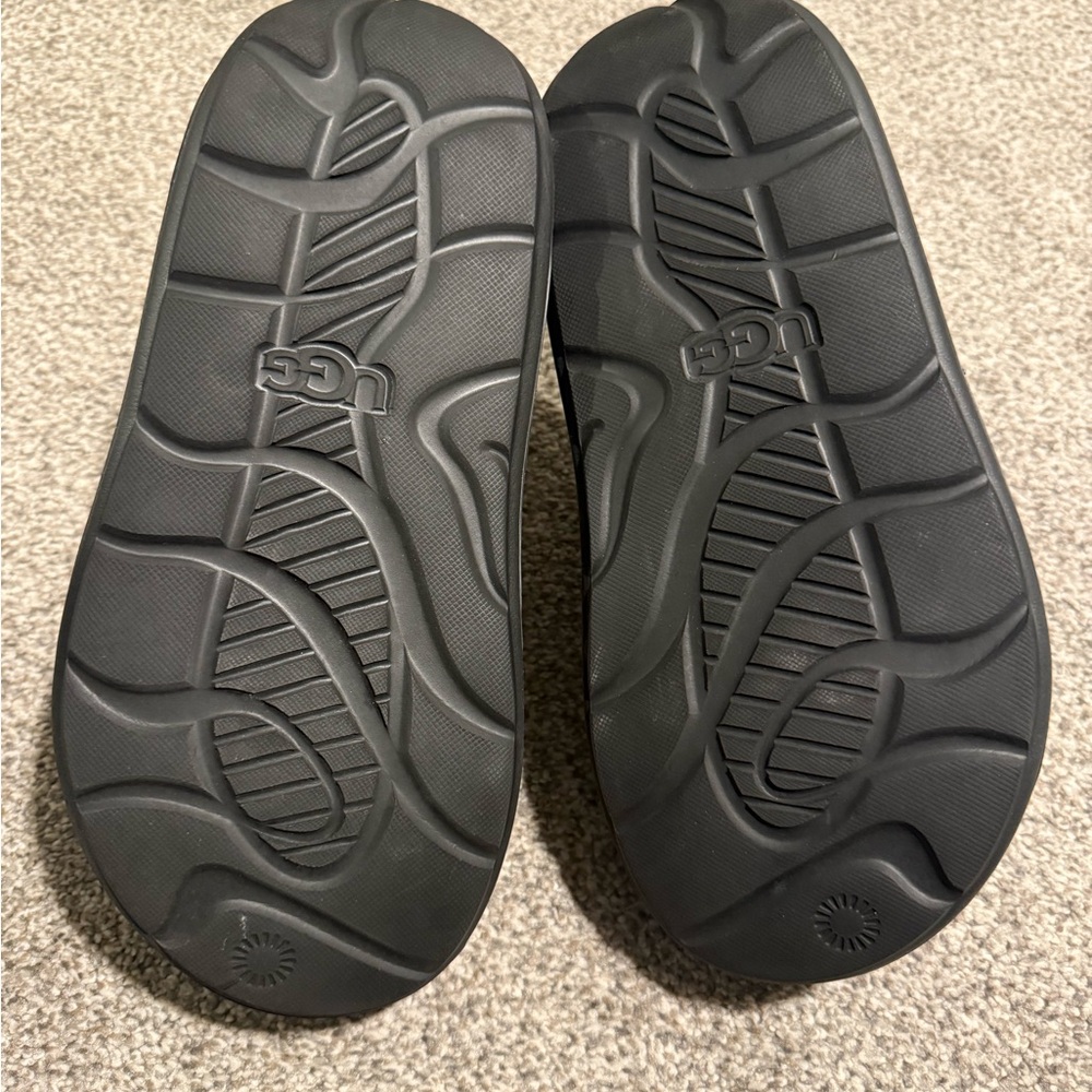 UGG Black Slide Sandals with White Accents - Picture 2 of 3